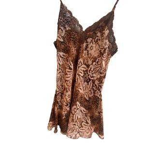 Y2K Linea Donatella Leopard Print Lace Sequin‎ Chemise/Slip Dress M Coquette